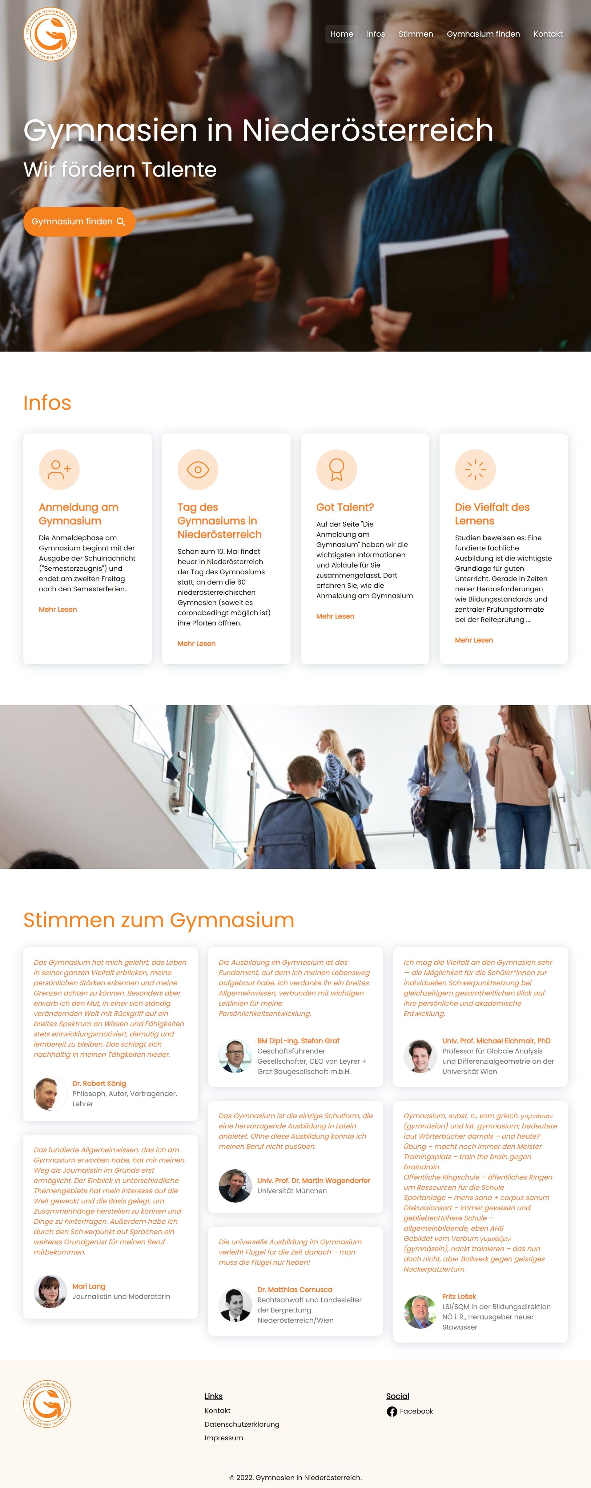 Screenshot of the gymnasien-in-noe.at website