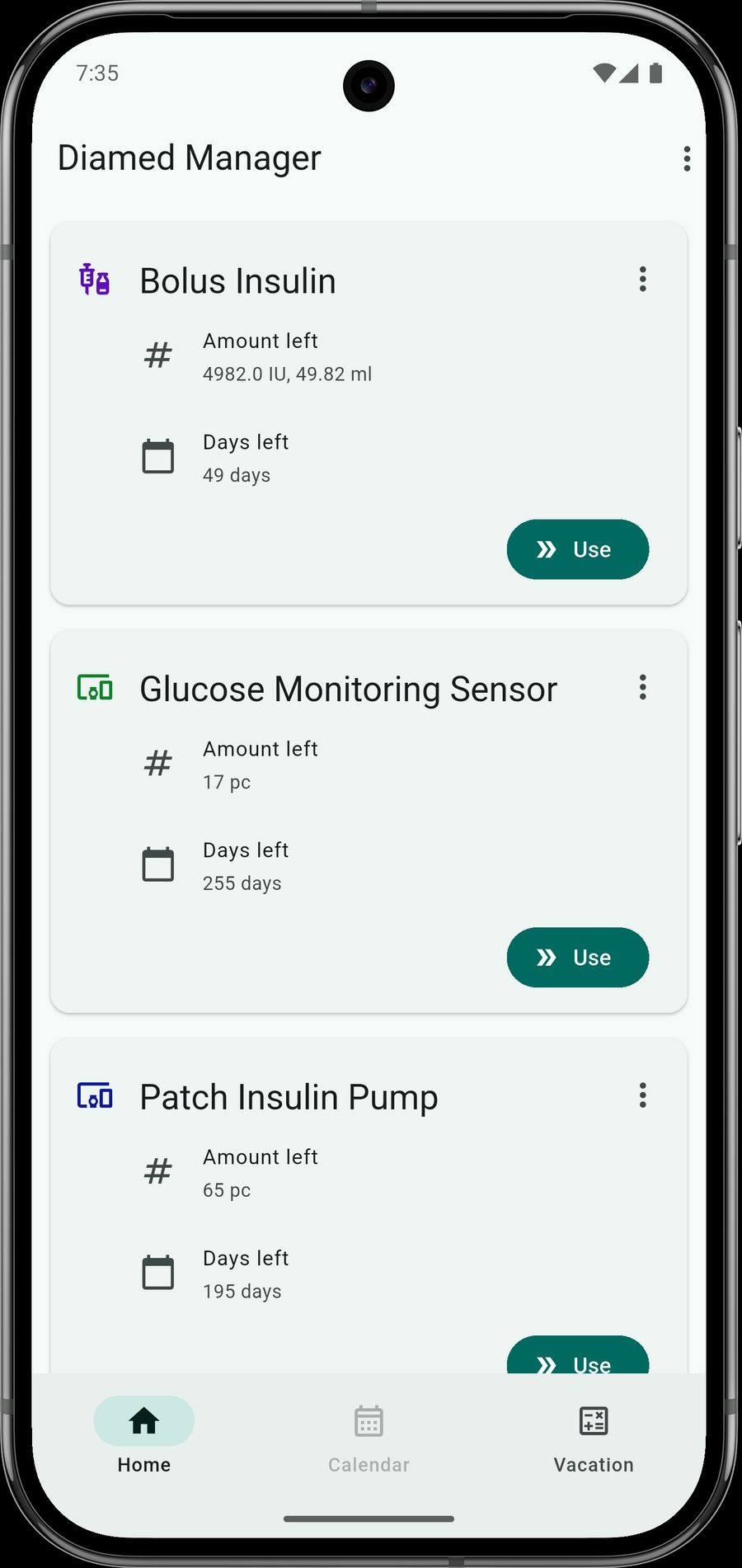 Screenshot of the main page of Diamed Manager