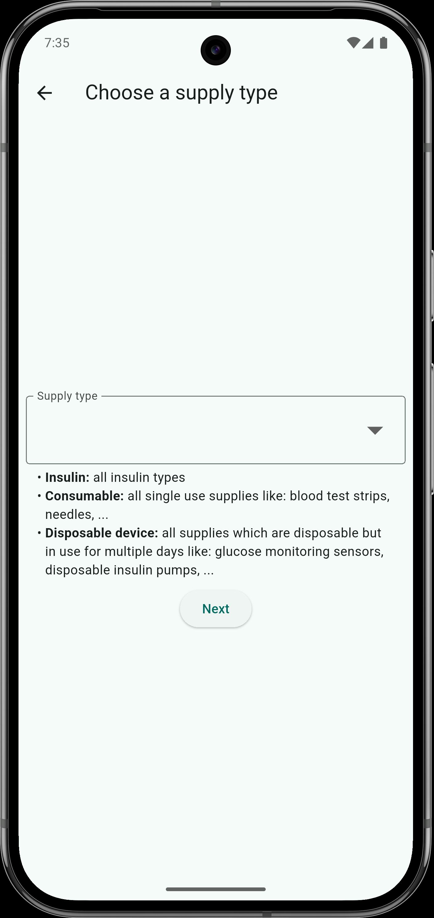 Screenshot of the add a new supply page of Diamed Manager